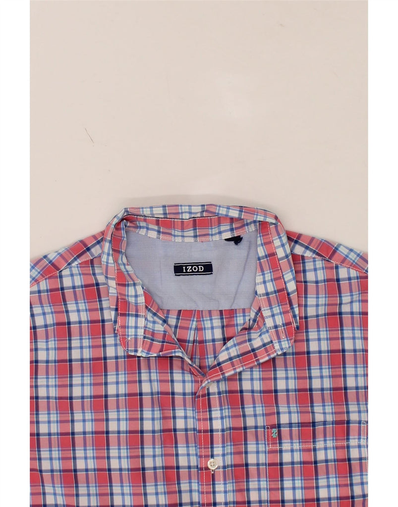 IZOD Mens Short Sleeve Shirt Medium Red Check Cotton Vintage Izod and Second-Hand Izod from Messina Hembry 