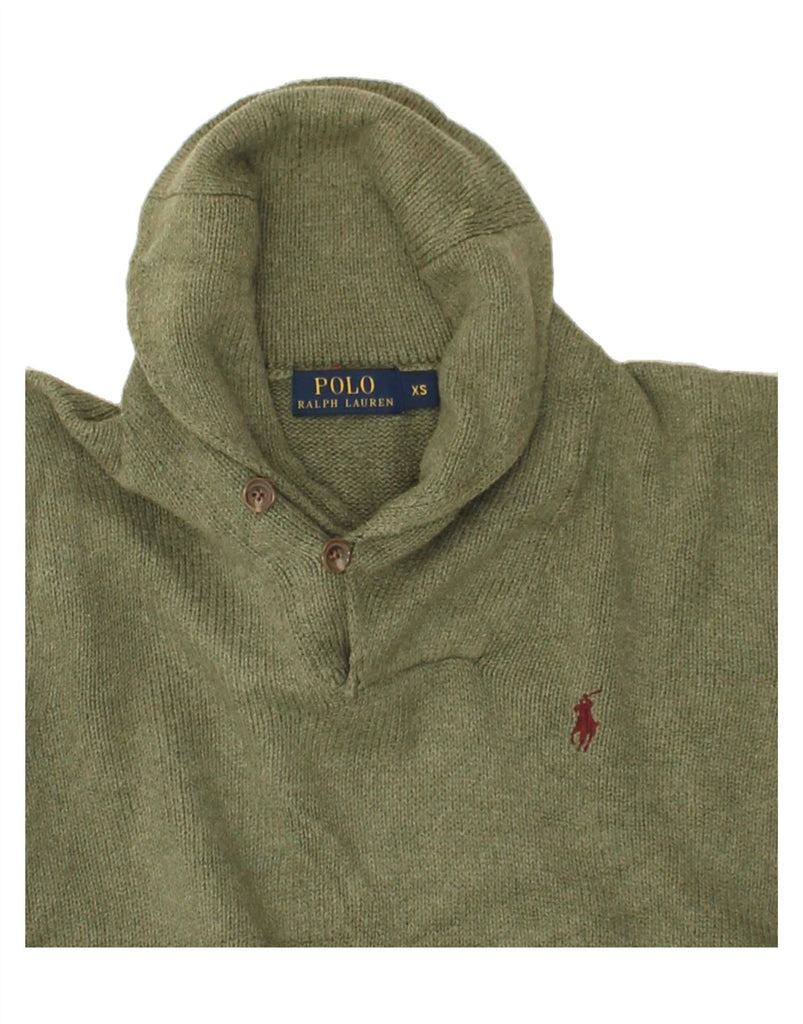 POLO RALPH LAUREN Mens Shawl Neck Jumper Sweater XS Green | Vintage Polo Ralph Lauren | Thrift | Second-Hand Polo Ralph Lauren | Used Clothing | Messina Hembry 