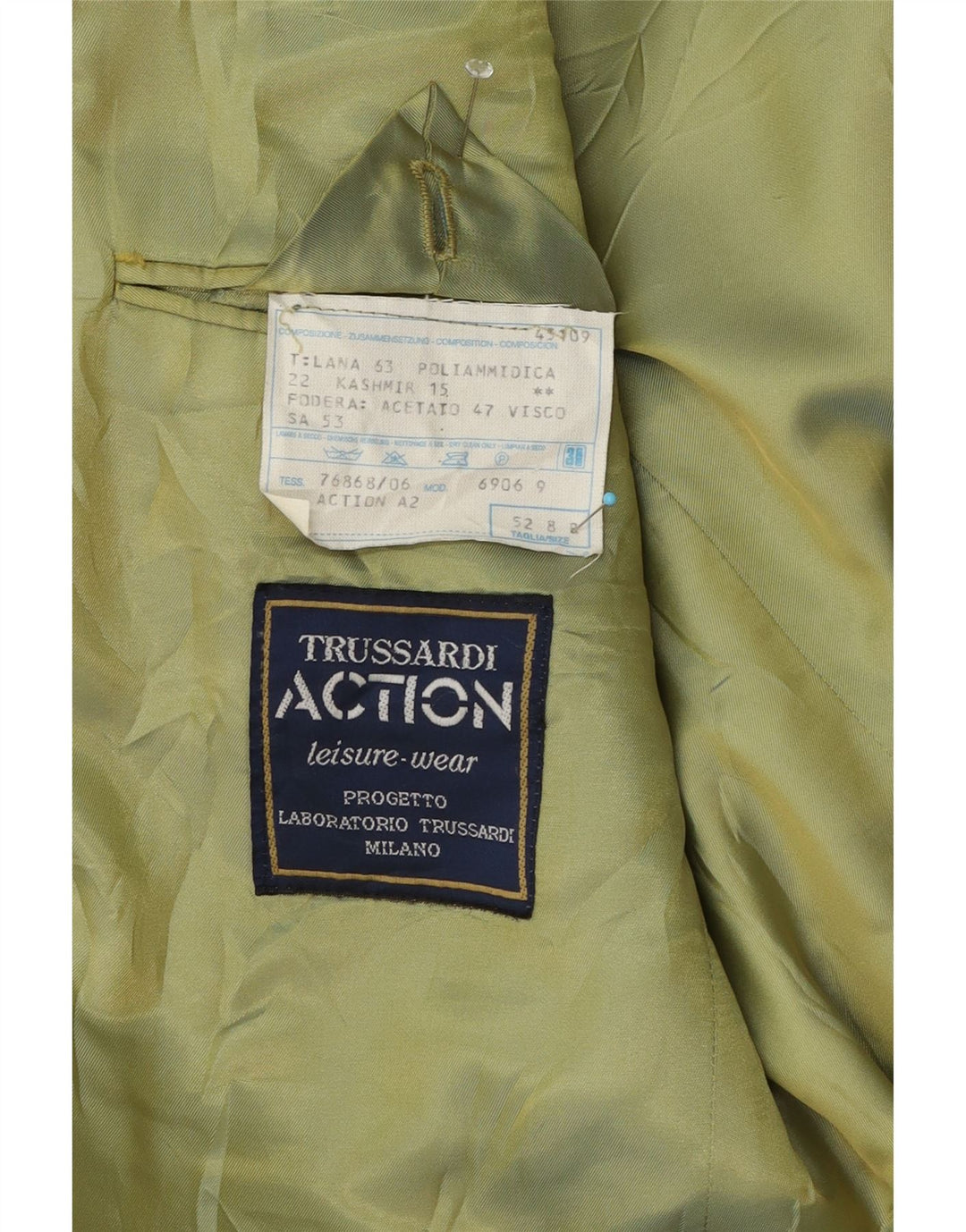 Trussardi Mens 2 Button Blazer Jacket IT 52 XL Green Wool