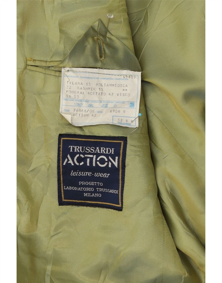 Trussardi Mens 2 Button Blazer Jacket IT 52 XL Green Wool