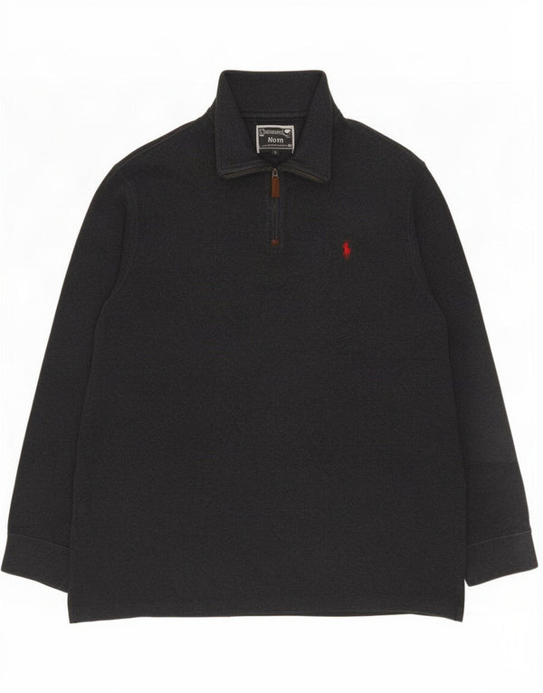 Polo Ralph Lauren Mens Zip Neck Sweatshirt Jumper XL Grey Cotton