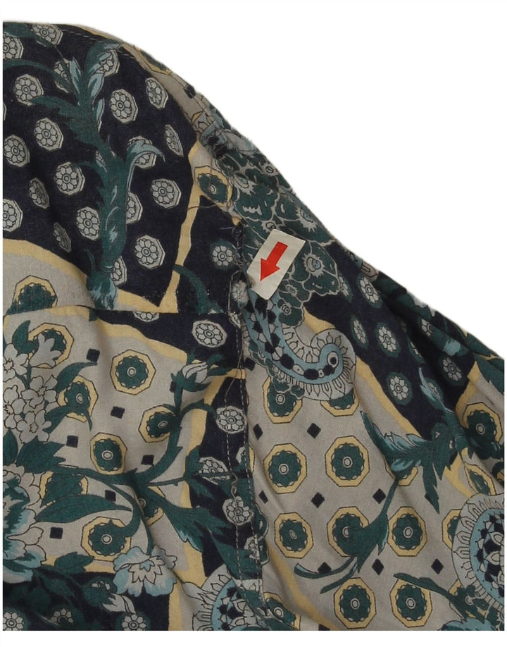 Vintage Mens Shirt Medium Blue Paisley Viscose