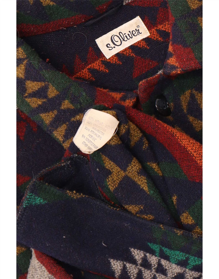 S.Oliver Mens Overcoat UK 40 Large Multicoloured Fair Isle Wool