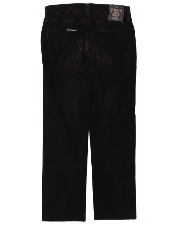 Replay Mens Straight Jeans W34 L28 Black Cotton