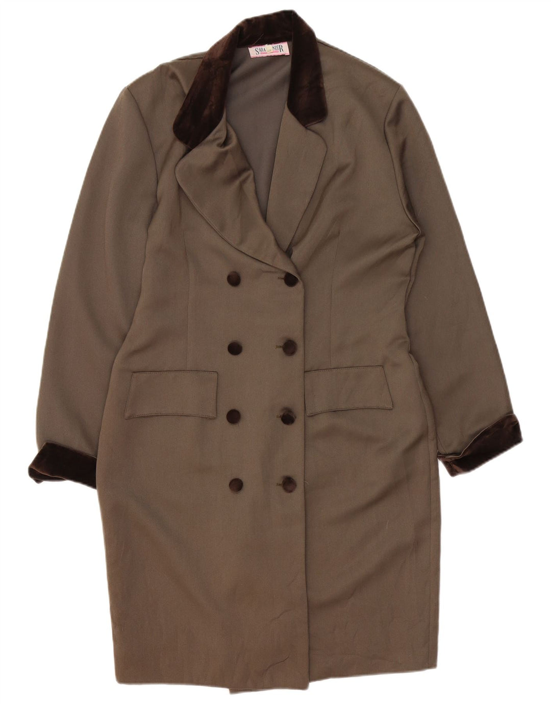 Sara Glenzer Womens Double Breasted Coat IT 48 XL Brown Colourblock