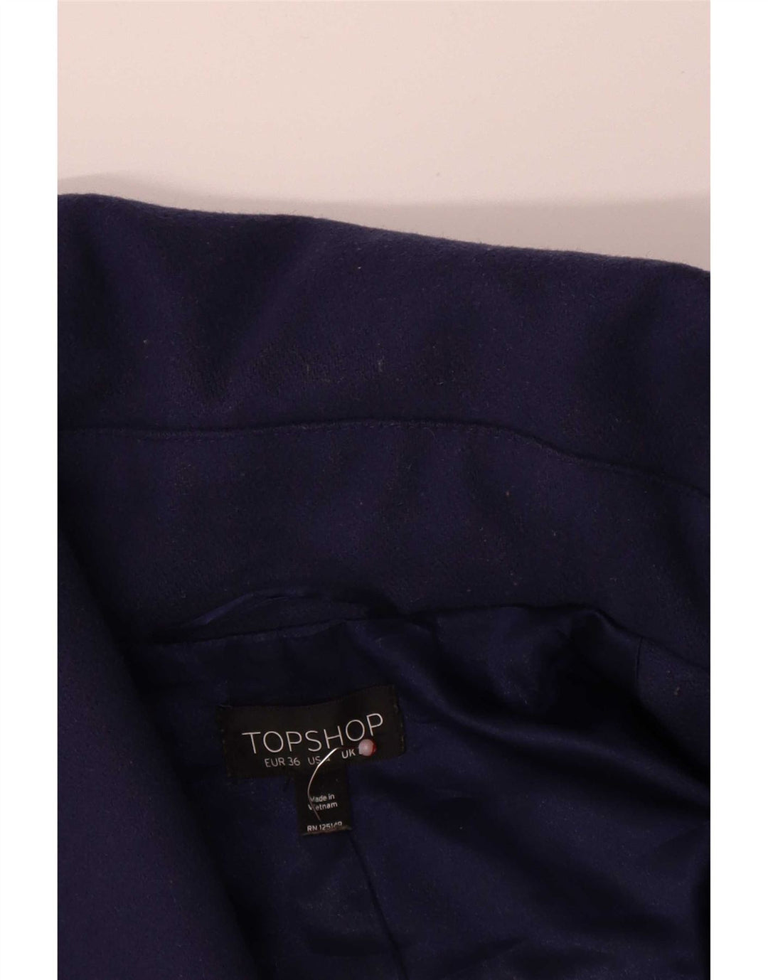 Topshop Womens Short Oversized Overcoat UK 8 Small Navy Blue Wool