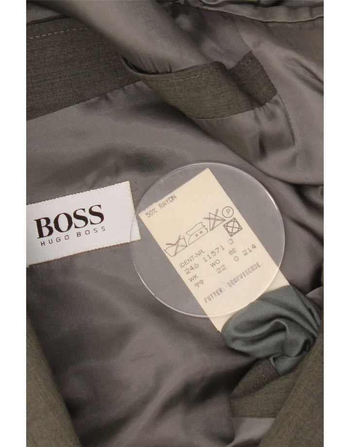 Hugo Boss Mens Double Breasted Blazer Jacket EU 54 2XL Grey Wool