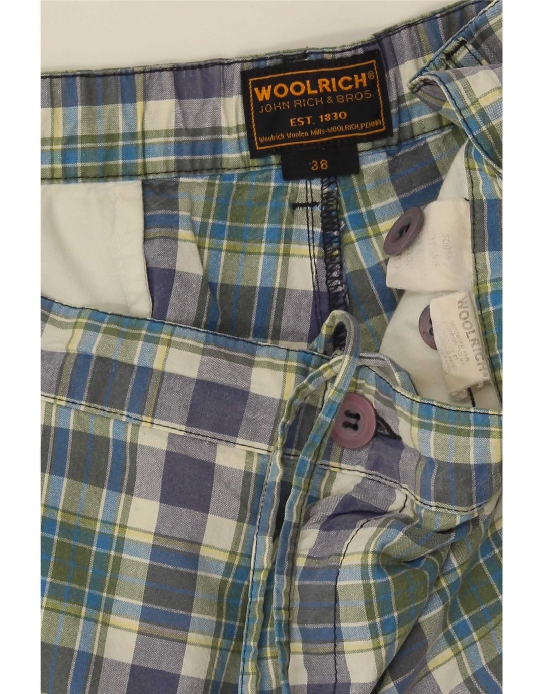 Woolrich Mens Regular Chino Shorts W38 XL Multicoloured Plaid Cotton