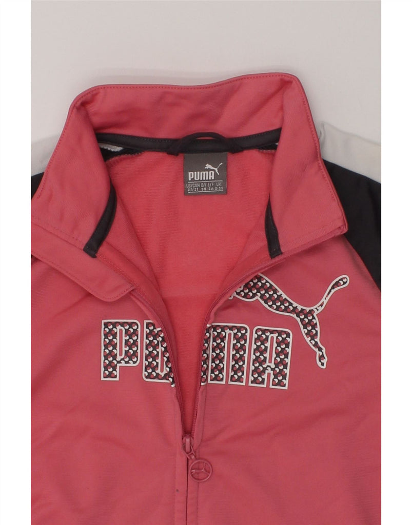 PUMA Girls Graphic Tracksuit Top Jacket 2-3 Years Pink Colourblock | Vintage Puma | Thrift | Second-Hand Puma | Used Clothing | Messina Hembry 