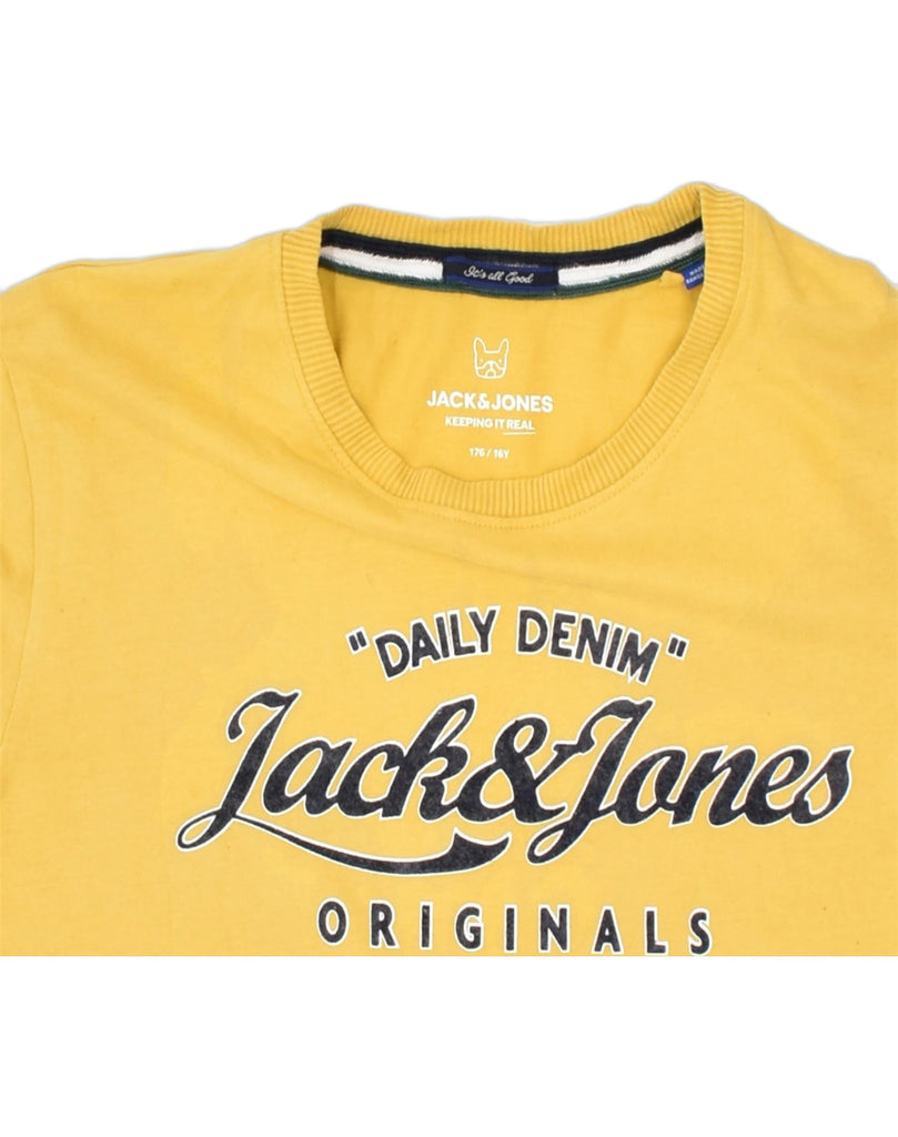 JACK & JONES Boys Graphic T-Shirt Top 15-16 Years Yellow Cotton | Vintage Jack & Jones | Thrift | Second-Hand Jack & Jones | Used Clothing | Messina Hembry 