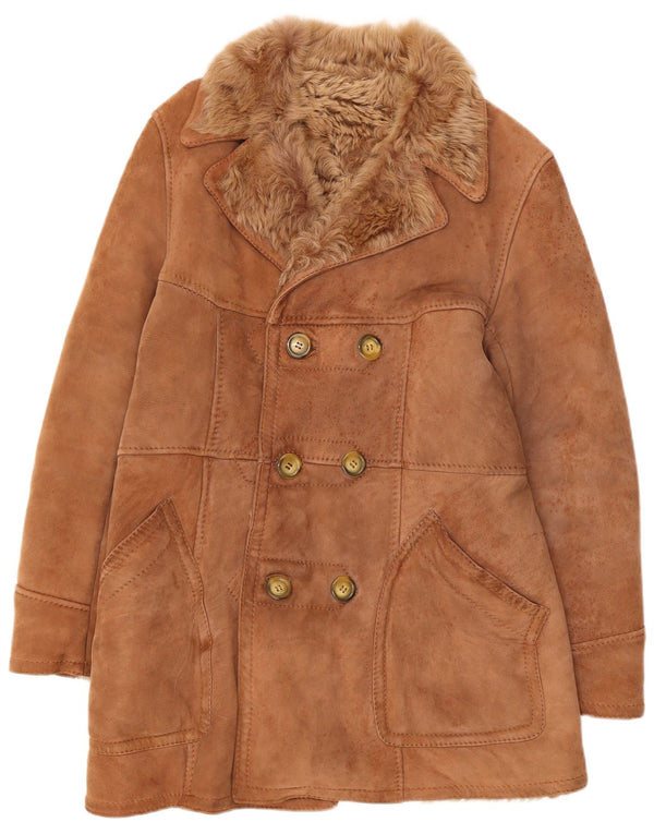 Vintage Womens Shearling Coat IT 48 XL Beige