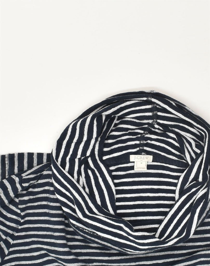 J. CREW Womens Roll Neck Sweatshirt Jumper UK 14 Medium Navy Blue Striped | Vintage J. Crew | Thrift | Second-Hand J. Crew | Used Clothing | Messina Hembry 