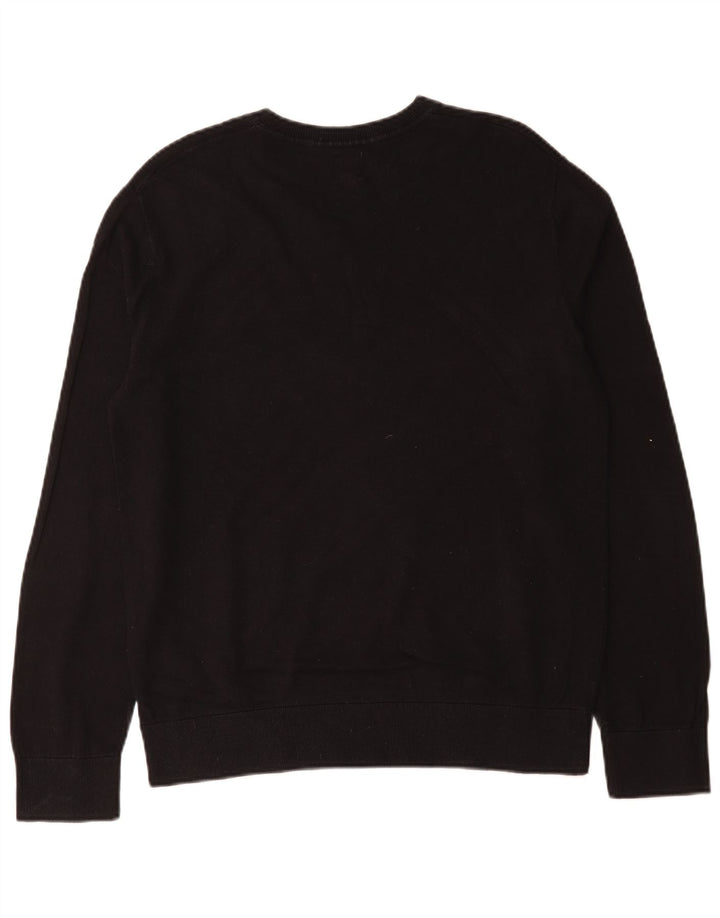 Gap Mens V-Neck Jumper Sweater Large Black Cotton