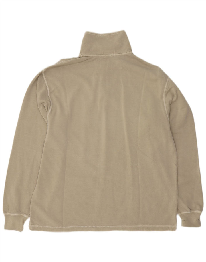 Lands End Mens Regular Fit Zip Neck Sweatshirt Jumper UK 38/40 Medium Beige