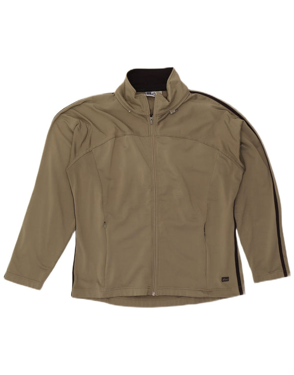 Asics Mens Tracksuit Top Jacket Medium Khaki Polyester