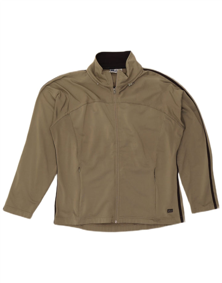 Asics Mens Tracksuit Top Jacket Medium Khaki Polyester