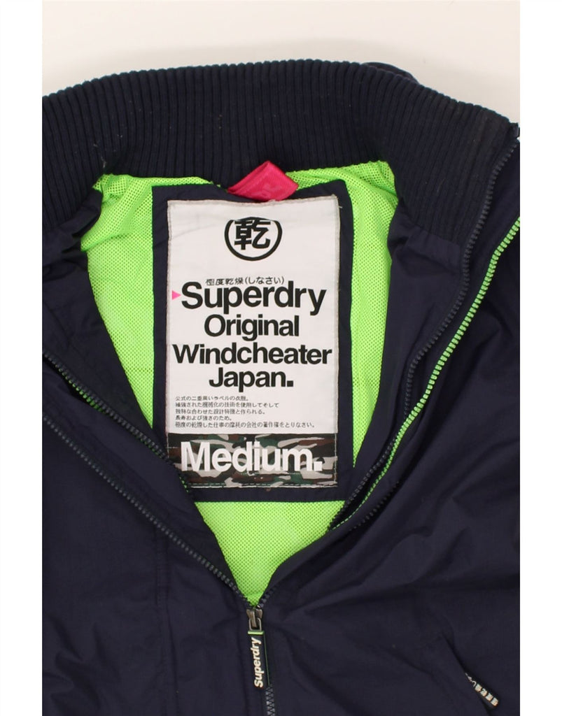 SUPERDRY Womens Windcheater Rain Jacket UK 14 Medium Navy Blue Polyester | Vintage Superdry | Thrift | Second-Hand Superdry | Used Clothing | Messina Hembry 