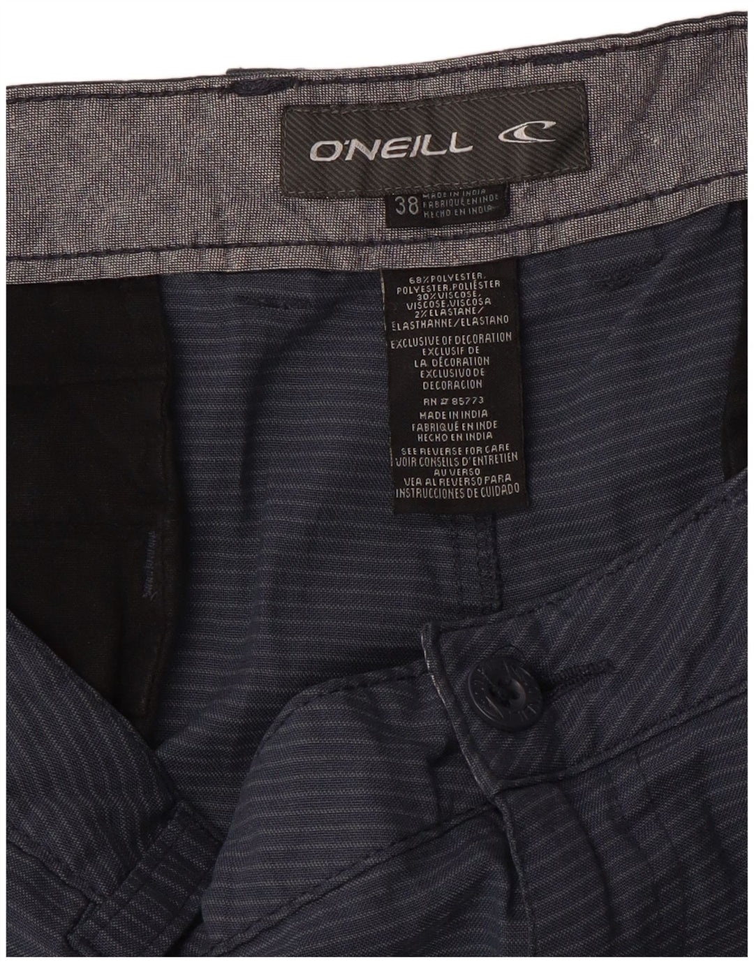 O'Neill Mens Chino Shorts W38 XL Navy Blue Pinstripe Polyester