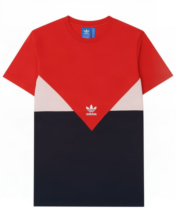 Adidas Mens T-Shirt Top Medium Red Colourblock Cotton