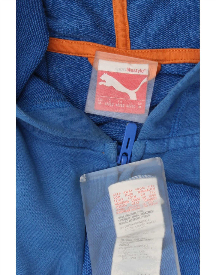 Puma Mens Graphic Zip Hoodie Sweater Medium Blue Cotton