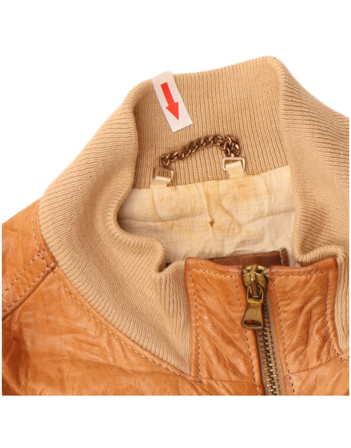 Daniele Alessandrini Womens Leather Jacket IT 42 Medium Brown Leather