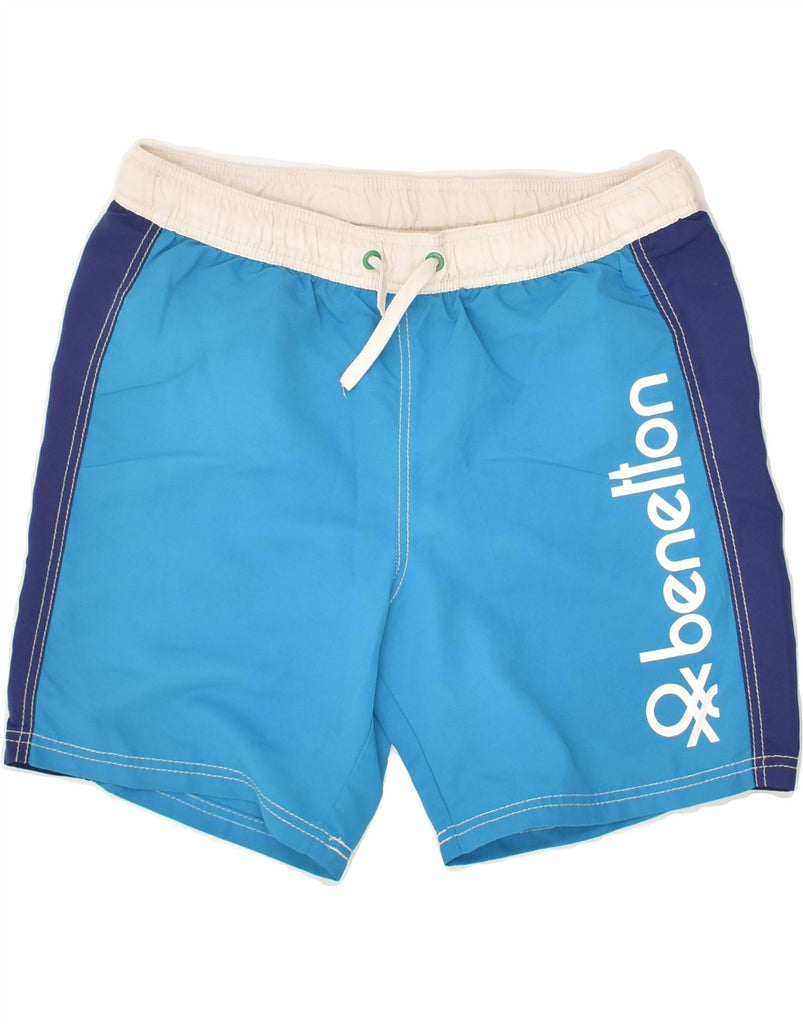 UNITED COLORS OF BENETTON Boys Graphic Swimming Shorts 10-11 Years XL Blue | Vintage United Colors of Benetton | Thrift | Second-Hand United Colors of Benetton | Used Clothing | Messina Hembry 