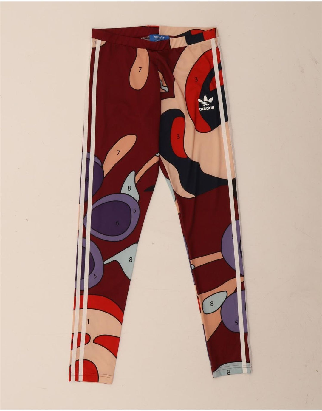 Adidas Womens Rita Ora Abstract Pattern Leggings UK 10 Small Burgundy