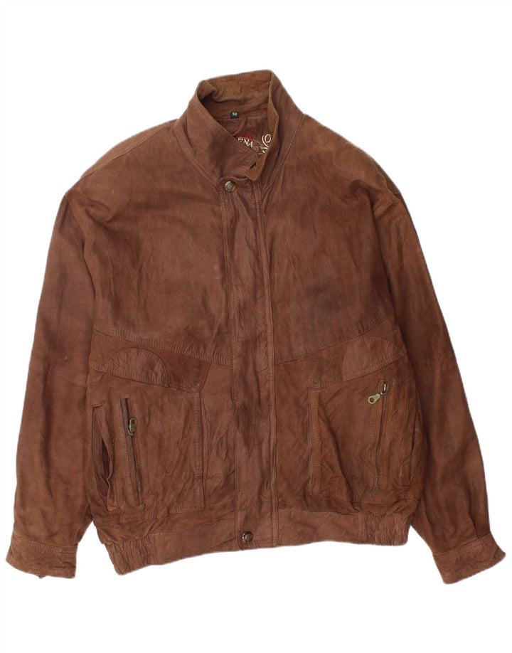Morena Mens Suede Bomber Jacket IT 52 XL Brown Leather