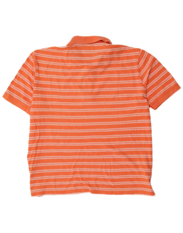 Massimo Dutti Mens Polo Shirt 2XL Orange Striped