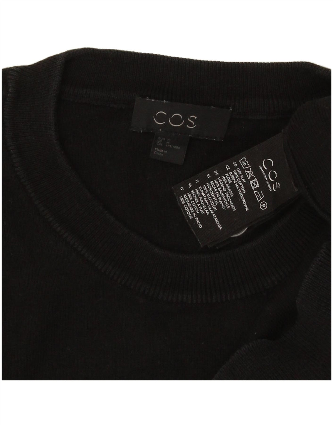 Cos Mens Crew Neck Jumper Sweater Medium Black Cotton
