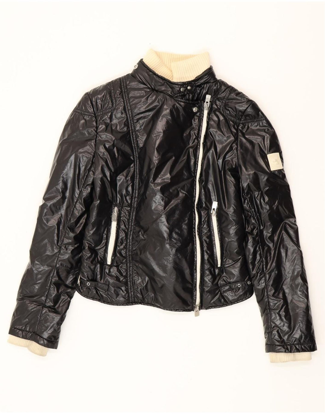 MONTECORE Womens Crop Padded Jacket IT 42 Medium Black Polyamide