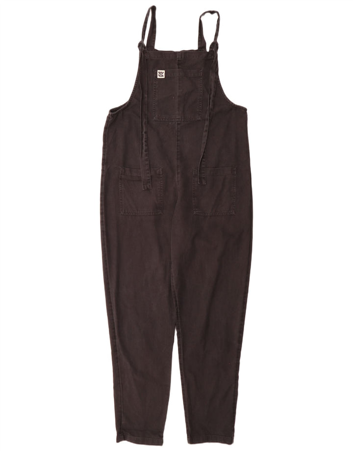 Lucy & Yak Womens Long Dungaree Jumpsuit UK 12 Medium Black Cotton