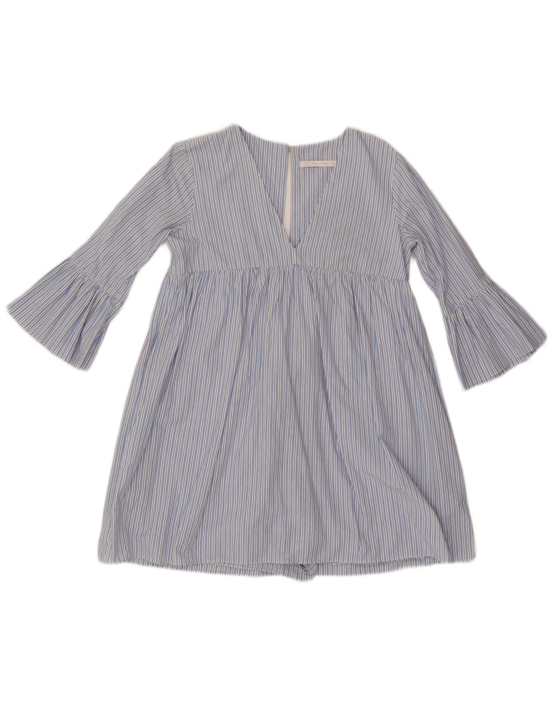 ZARA Womens 3/4 Sleeve Playsuit UK 10 Small Blue Striped
