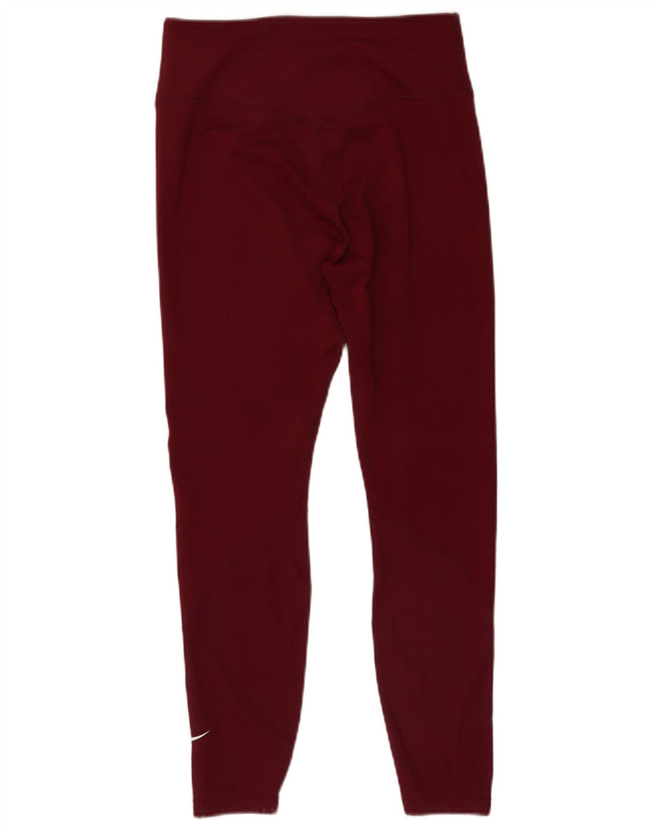 Nike Womens Dri Fit Leggings UK 12 Medium  Burgundy Polyester