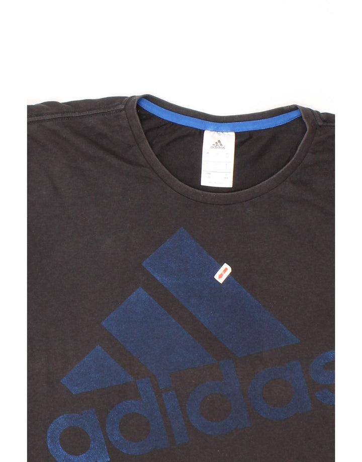 ADIDAS Mens Graphic T-Shirt Top Large Black Cotton Vintage Adidas and Second-Hand Adidas from Messina Hembry 