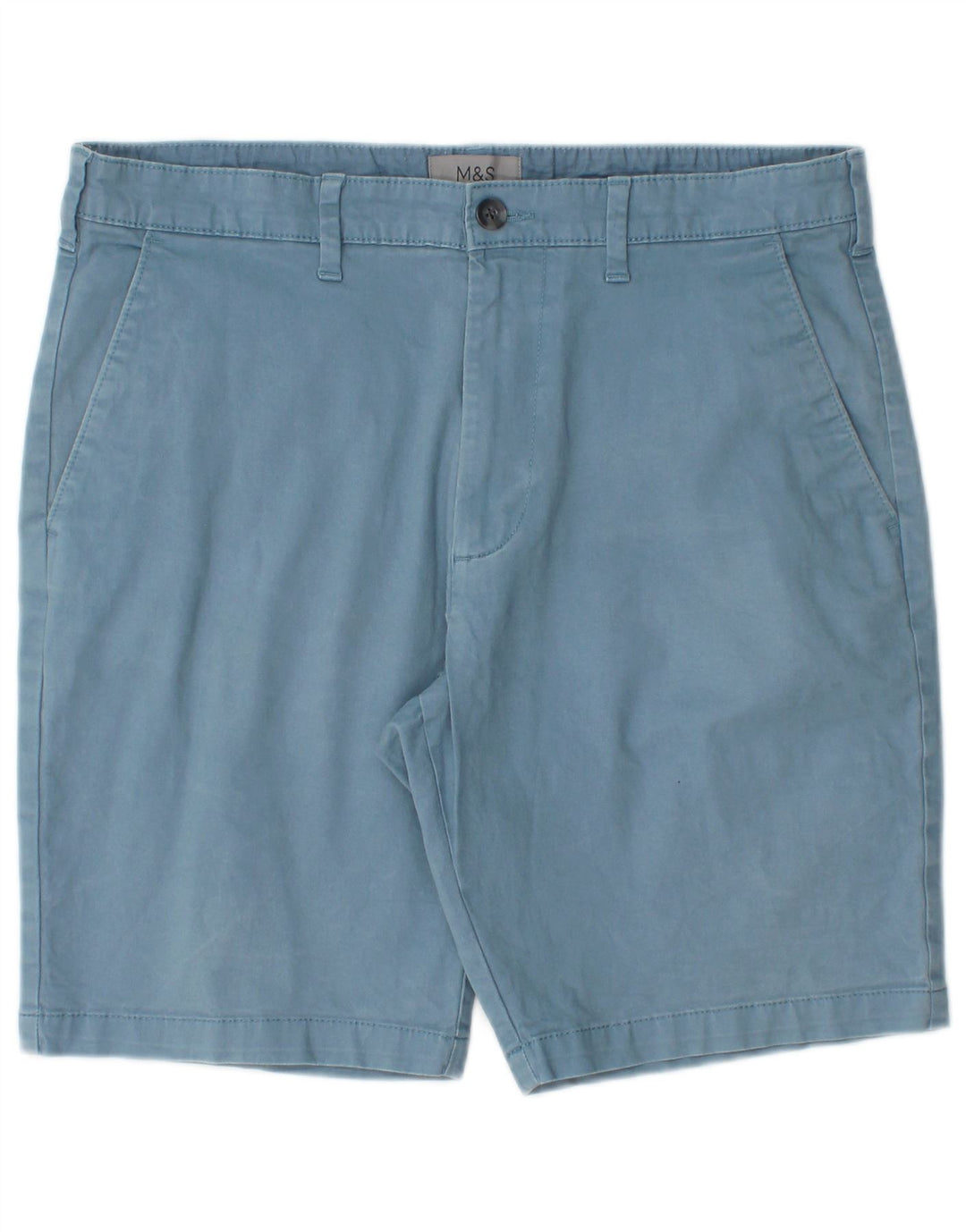 Marks & Spencer Mens Chino Shorts W32 Medium Blue Cotton