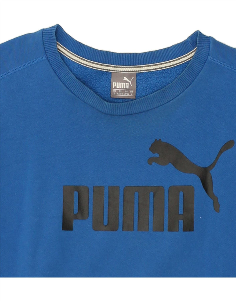 PUMA Mens Graphic Sweatshirt Jumper Large Blue Cotton | Vintage Puma | Thrift | Second-Hand Puma | Used Clothing | Messina Hembry 