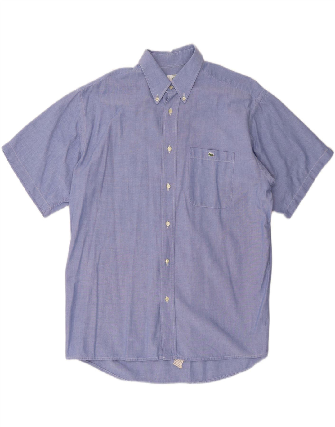 Lacoste Mens Short Sleeve Shirt Size 42 Large Blue Cotton