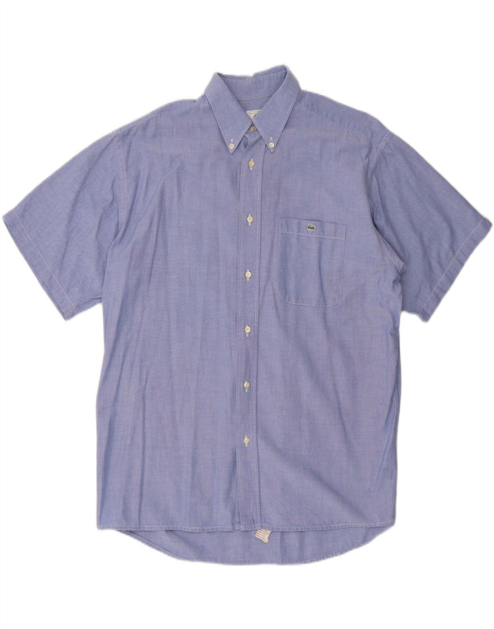 Lacoste Mens Short Sleeve Shirt Size 42 Large Blue Cotton