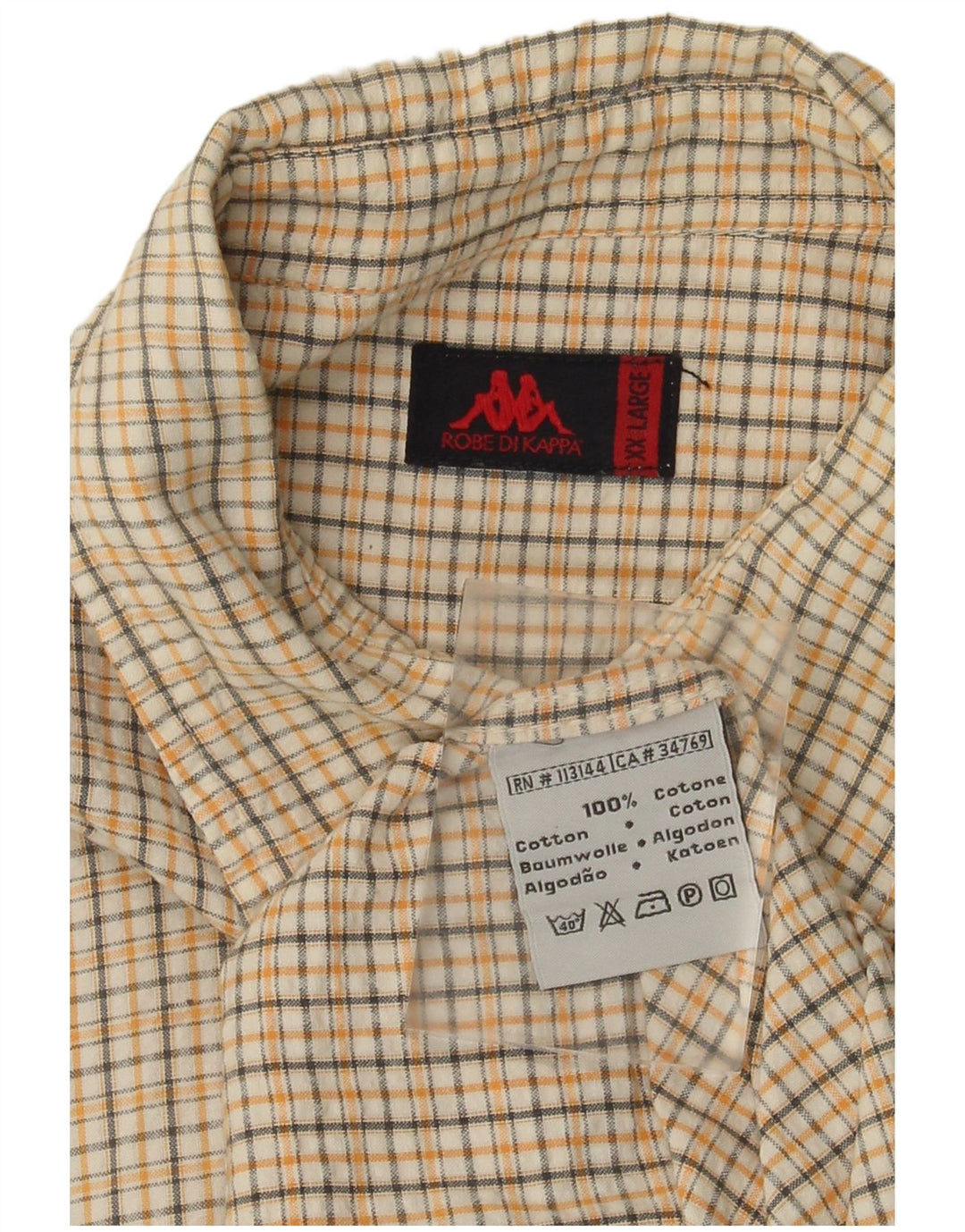 KAPPA Mens Short Sleeve Shirt 2XL White Check Cotton