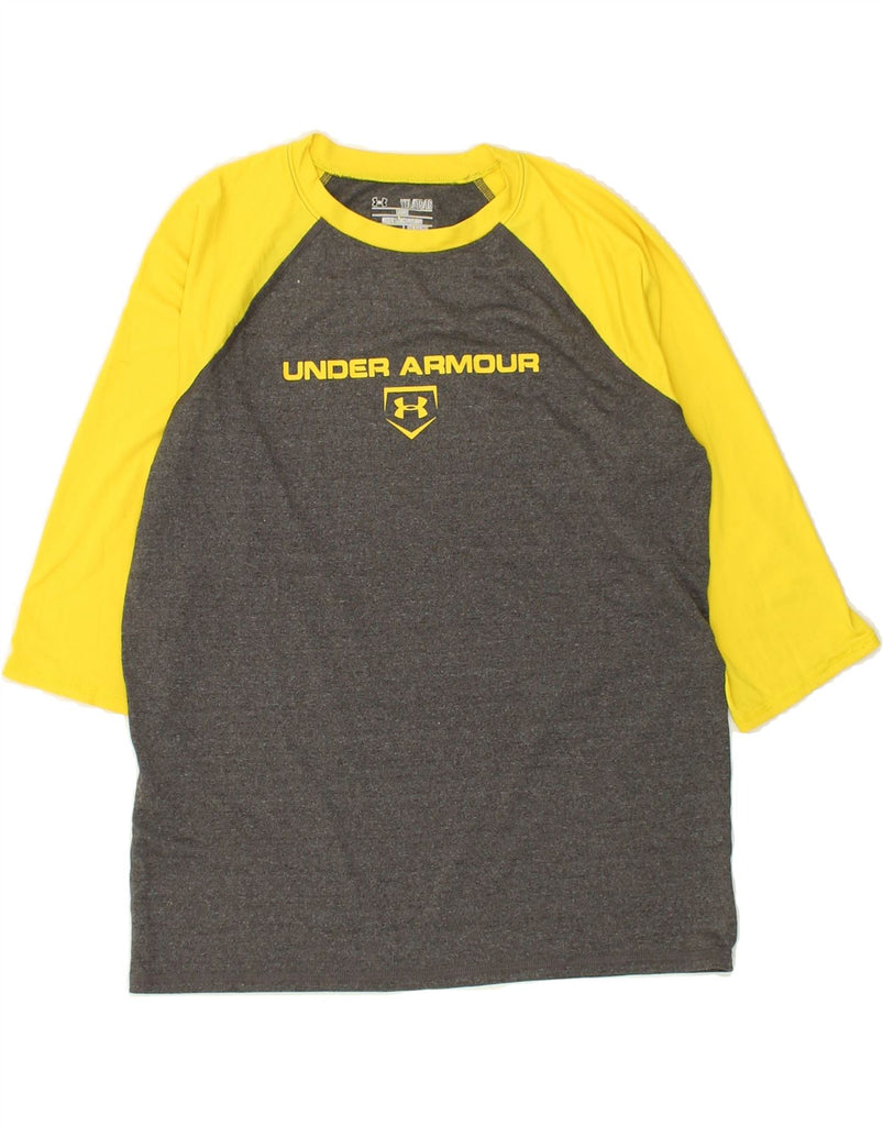 UNDER ARMOUR Girls Cold Gear Graphic Top 3/4 Sleeve 13-14 Years XL Grey | Vintage Under Armour | Thrift | Second-Hand Under Armour | Used Clothing | Messina Hembry 