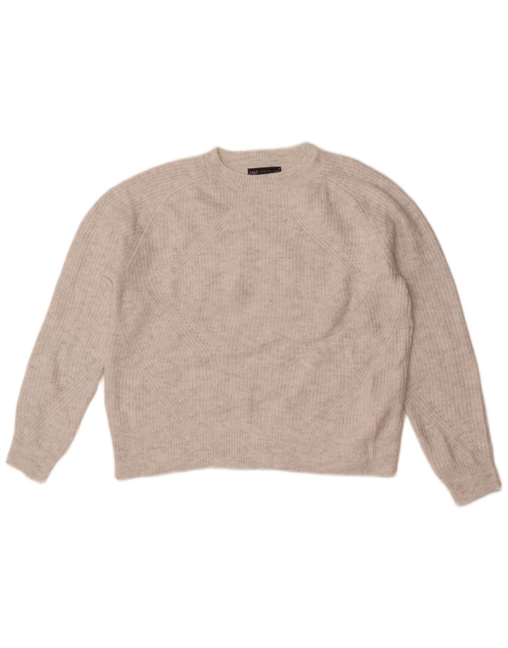Marks & Spencer Womens Crew Neck Jumper Sweater UK 14 Medium Grey Acrylic
