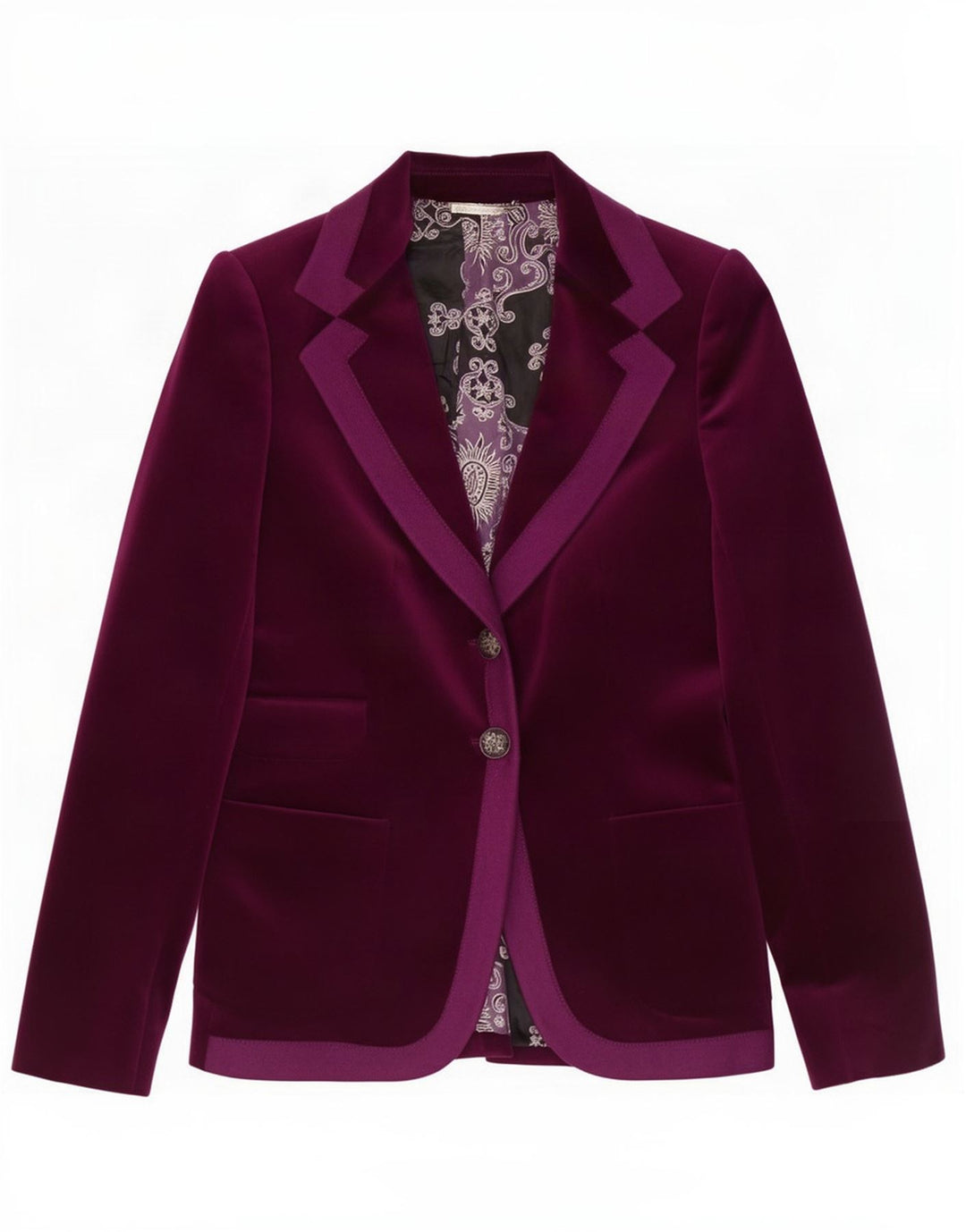 Massimo Dutti Womens 2 Button Velvet Blazer Jacket EU 36 XS Maroon Cotton