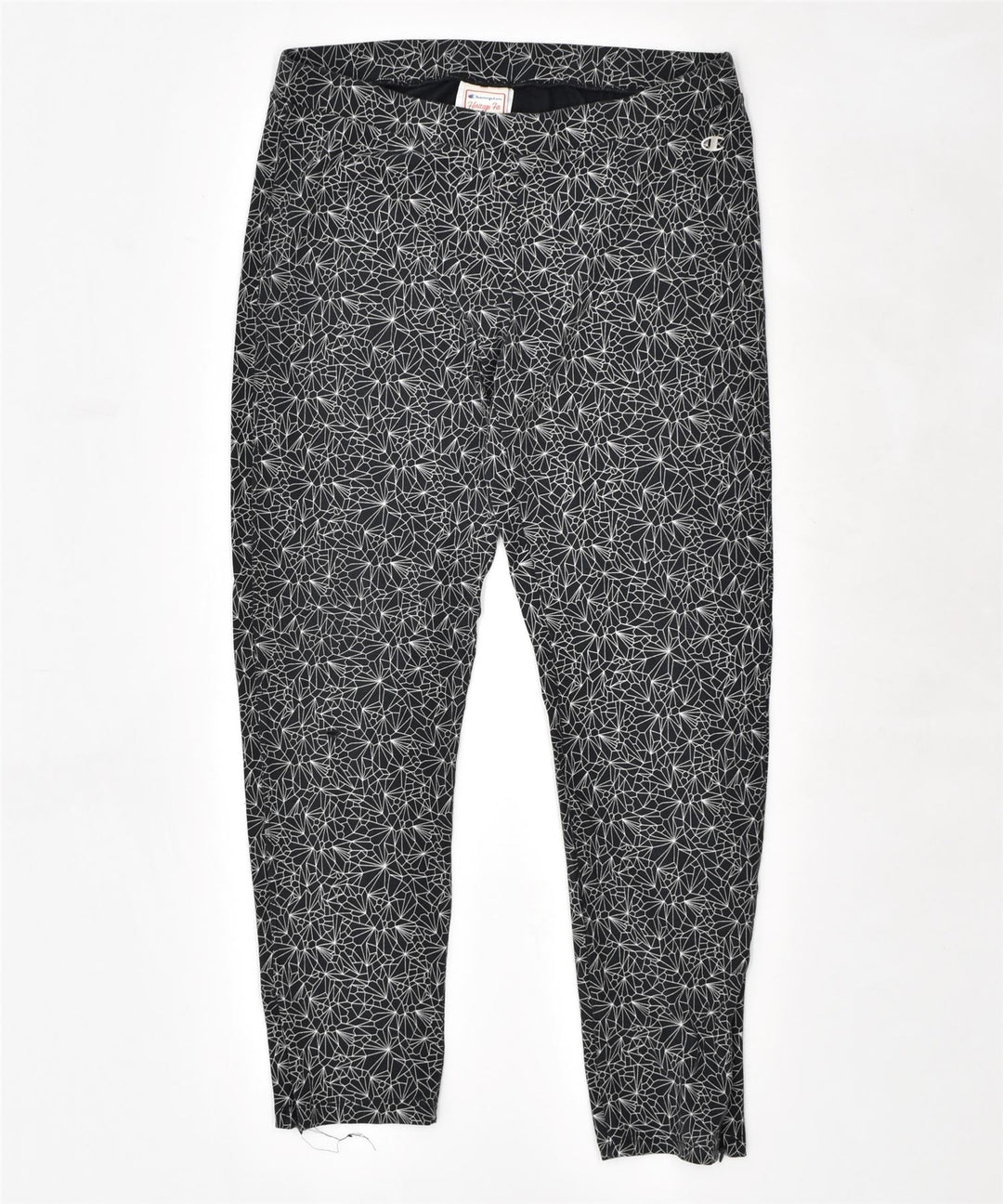 CHAMPION Womens Leggings Large Black Geometric | Vintage | Thrift | Second-Hand | Used Clothing | Messina Hembry 