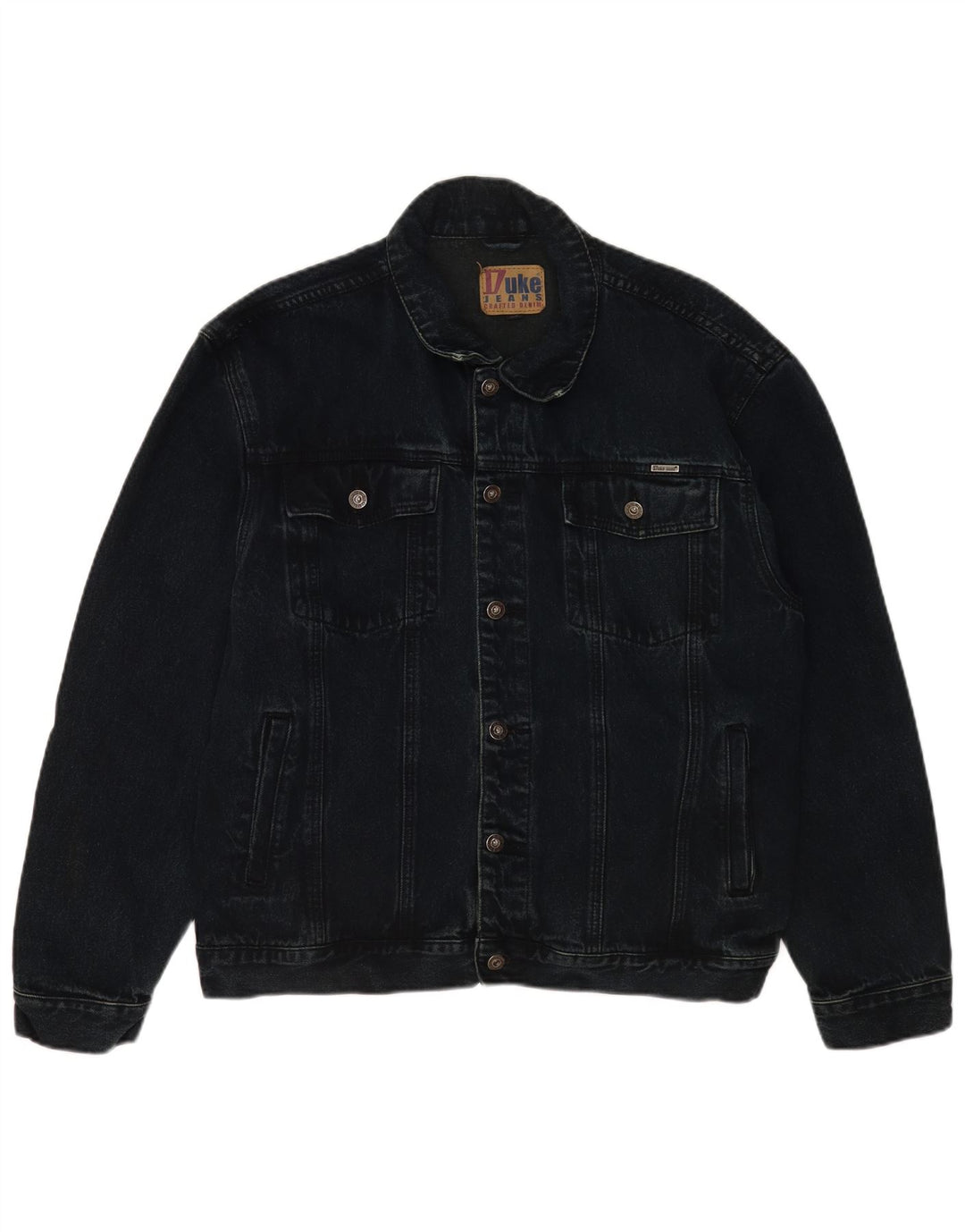 Duke Mens Denim Jacket UK 42 XL Navy Blue Cotton Classic