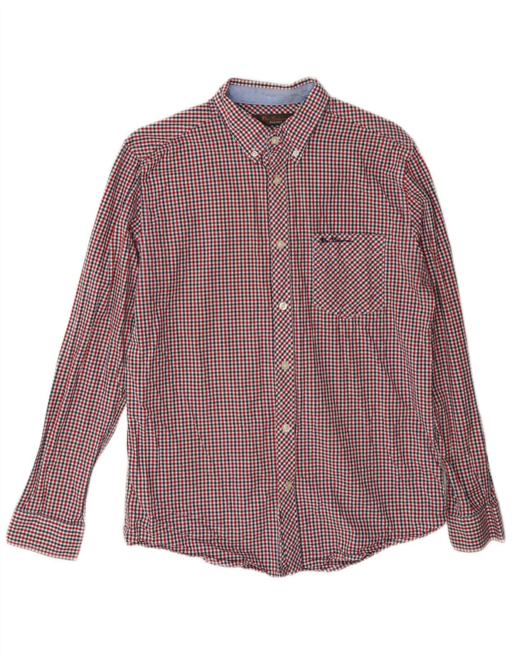 Ben Sherman Mens Regular Fit Shirt Medium Red Gingham Cotton