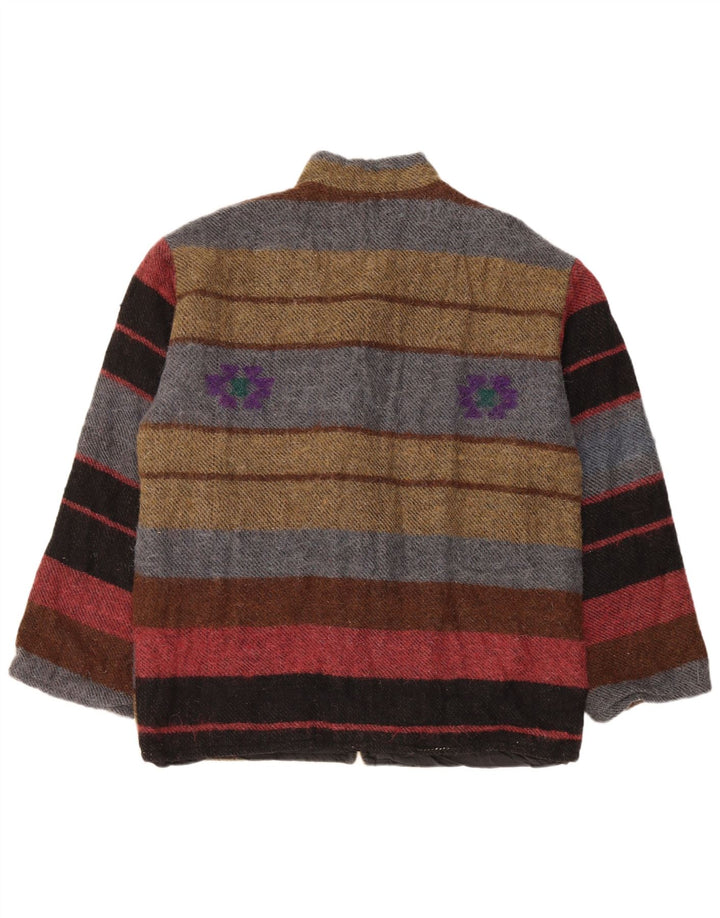 Vintage Womens Bomber Jacket UK 16 Large Multicoloured Striped Wool
