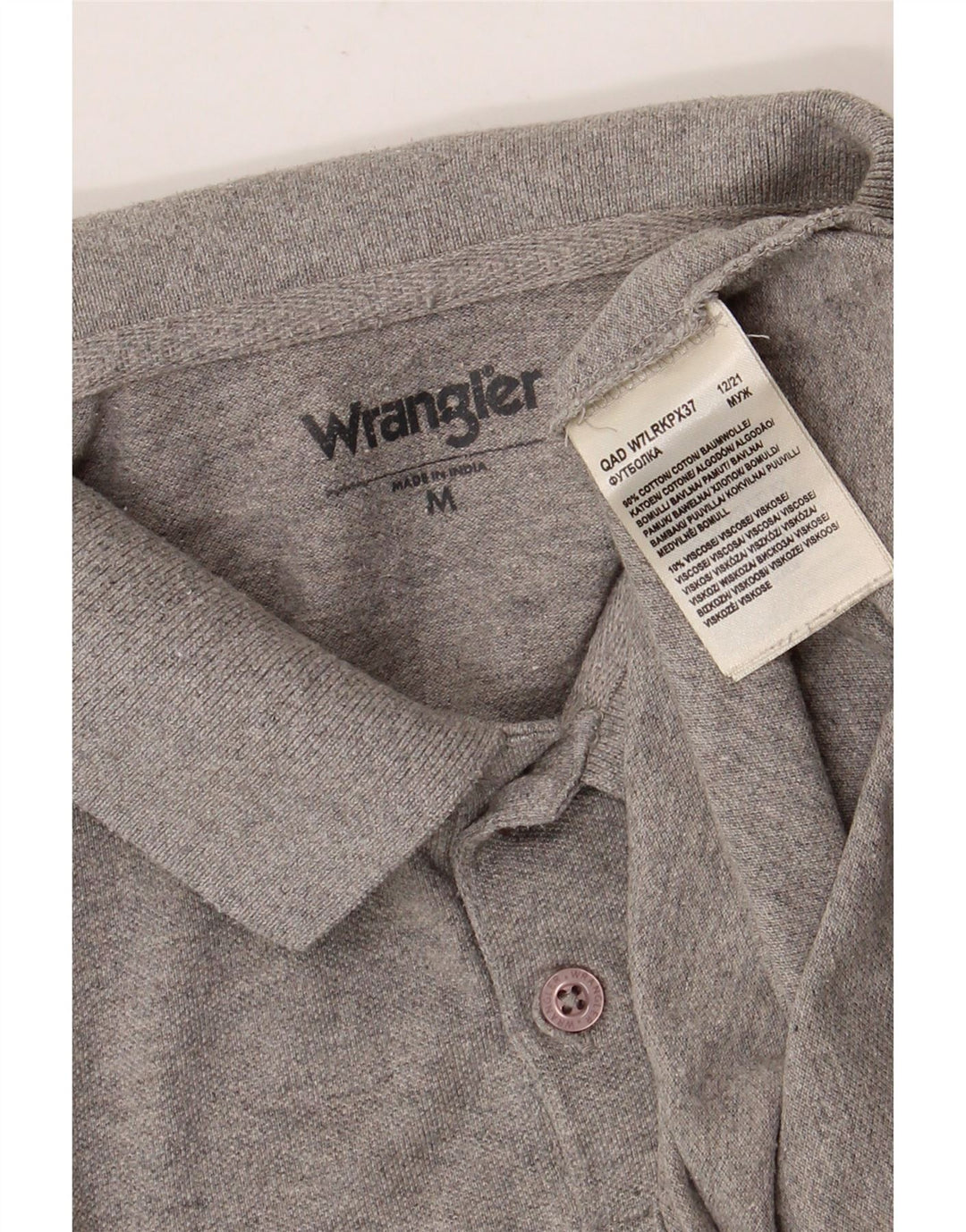 WRANGLER Mens Polo Shirt Medium Grey Flecked Cotton