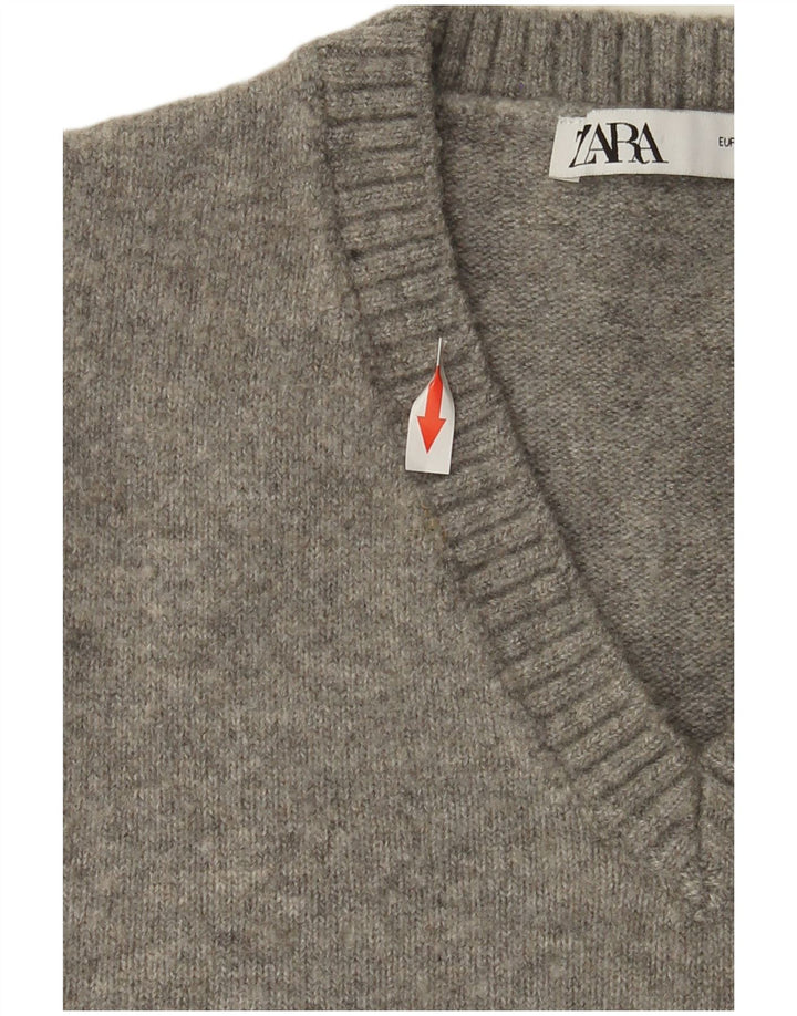Zara Womens Vest Tank Top UK 10 Small Grey Polyester