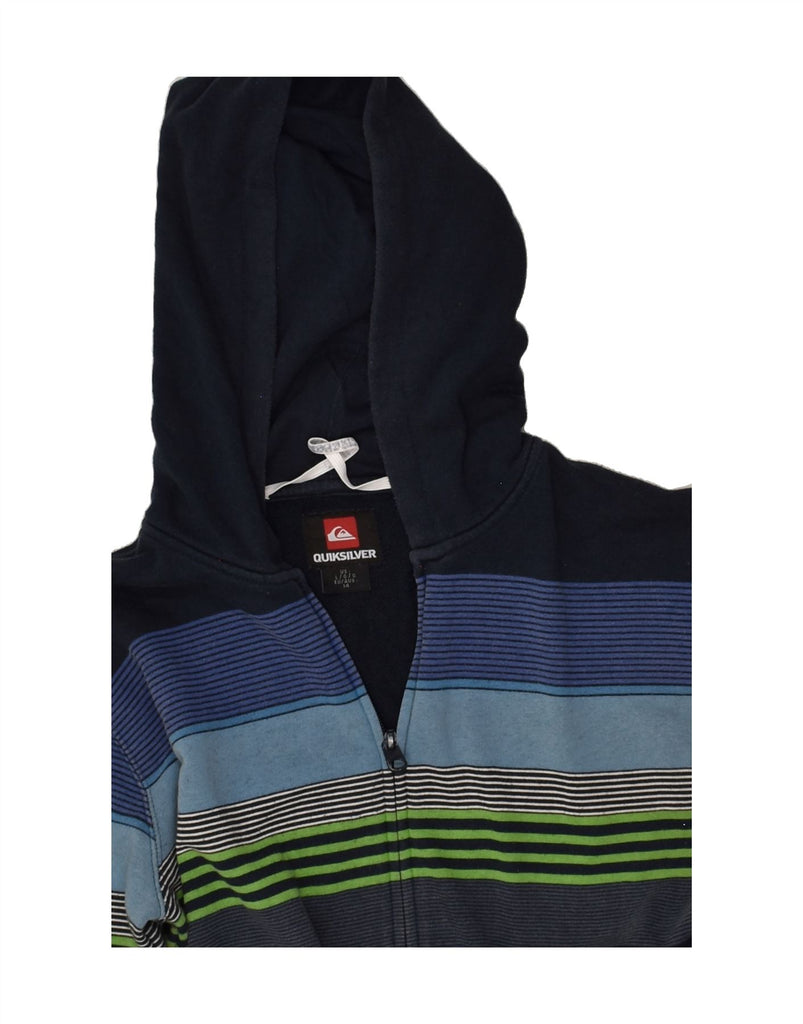 QUIKSILVER Boys Zip Hoodie Sweater 13-14 Years Navy Blue Striped Cotton | Vintage Quiksilver | Thrift | Second-Hand Quiksilver | Used Clothing | Messina Hembry 